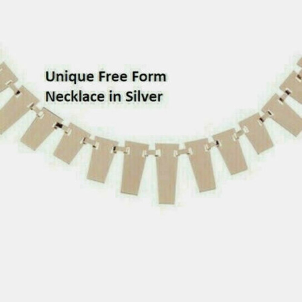 Necklace silver plate matte free form adjust NWT